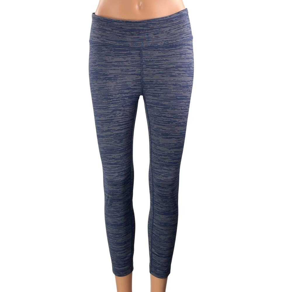 Outdoor Voices Womens Blue Space Dye Athletic Cropped Skinny Leggings Pants Sz M